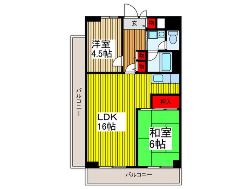 間取図 ｸﾞﾘ-ﾝﾋﾞｭ-ﾆｭ-川口東棟(412)