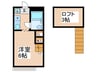 シャンブルドットつつじヶ丘 1Rの間取り
