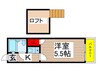 エメラルドハウス 1Kの間取り