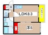 メープルコート 1LDKの間取り