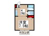 ワンル－ムＳ－３ 1Kの間取り