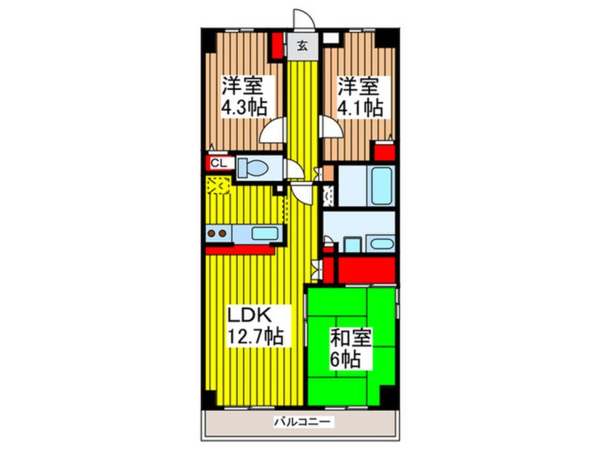 間取図 ｺｽﾓ与野ﾁｪﾛｰﾄﾞ