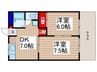 ハイツソレイユ 2DKの間取り
