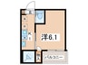MELDIA矢部 1Kの間取り