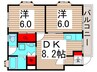 ガーデンハウス鳥之海（６．７ 2DKの間取り