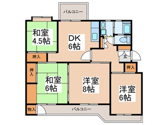 間取図 宮前平ｸﾞﾘｰﾝﾊｲﾂ47号棟（503）