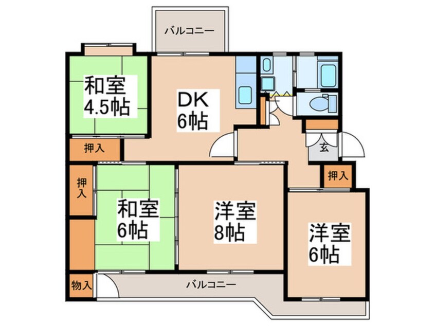 間取図 宮前平ｸﾞﾘｰﾝﾊｲﾂ47号棟（503）