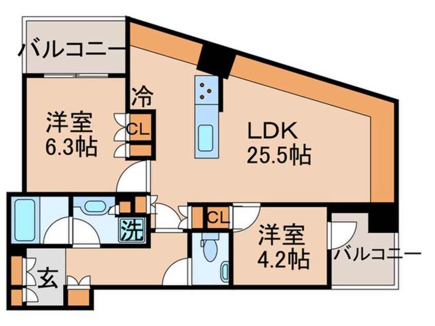 間取図 ﾊﾟｰｸﾀﾜｰ勝どきｻｳｽ棟(503)