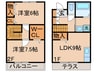グランドソレ－ユⅢ 2LDKの間取り