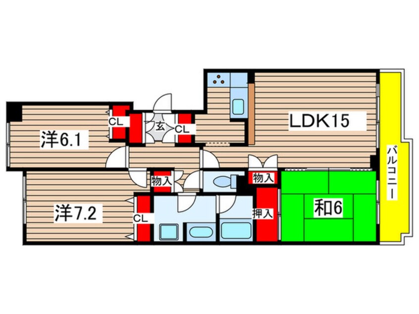 間取図 おゆみ野ﾊﾟｰｸﾊｳｽ壱番館（405）