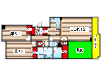 間取図 おゆみ野ﾊﾟｰｸﾊｳｽ壱番館（405）