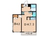 パ－クアベニュ－ 1DKの間取り