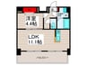 アルファコート西新井 1LDKの間取り