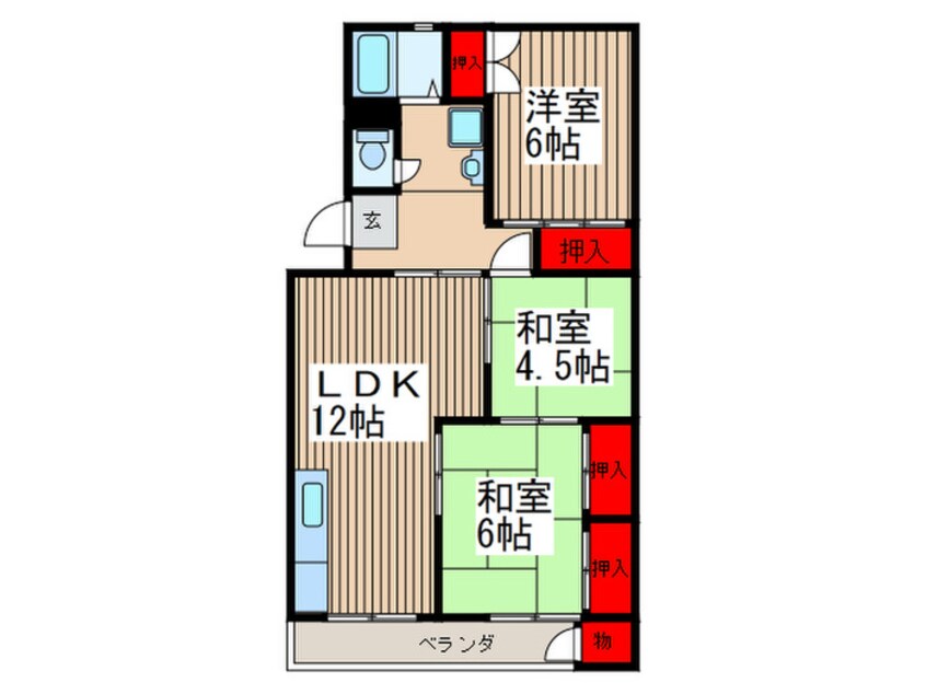 間取図 入間仏子団地２号棟(503)