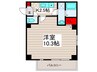 オプンティア大師前 1Kの間取り