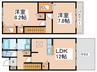 デルフィ参番館 2LDKの間取り