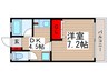リバ－サイドハイツ５号館 1DKの間取り
