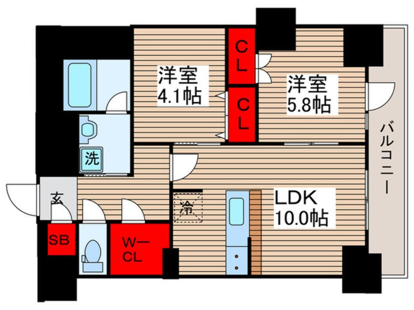 間取図 ｺﾝﾌｫﾘｱ門前仲町WEST