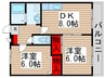 パナタウン白旗Ⅰ 2DKの間取り