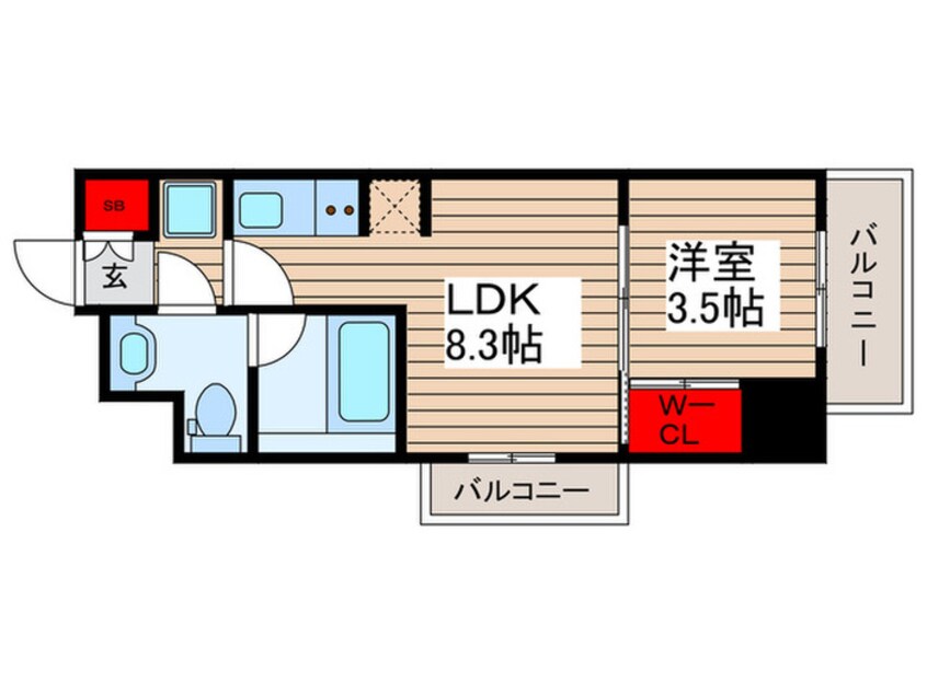 間取図 ﾊﾟｰｸｱｸｼｽ木場ｷｬﾅﾙｳｴｽﾄ