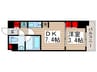 ﾊﾟｰｸｱｸｼｽ木場ｷｬﾅﾙｳｴｽﾄ 1DKの間取り