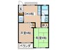 アーバンドエル烏山 2DKの間取り