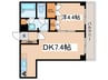 日神パレステ－ジ東長崎 1DKの間取り