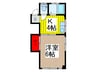 木本マンション 1Kの間取り