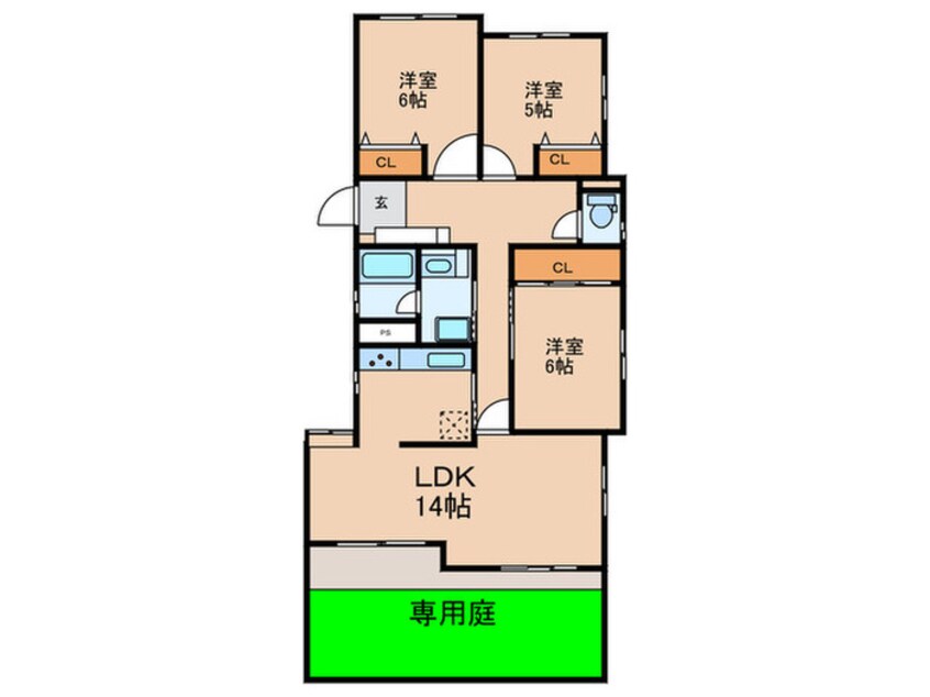 間取図 エコルサイド（101）