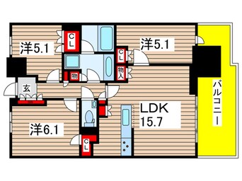 間取図 幕張ﾍﾞｲﾊﾟｰｸﾐｯﾄﾞｽｸｴｱﾀﾜｰ(1703)