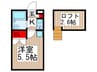 ブルーメアライ36B棟 1Kの間取り
