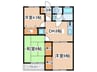 ヴィラソレイユＡ 3DKの間取り