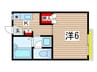 シャトレーヤハギ 1Kの間取り