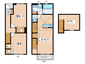 間取図 仮)ｱﾒﾆﾃｨｰ厚木市温水ｱﾊﾟｰﾄ