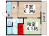 サンシャインハイムＢ棟 2Kの間取り