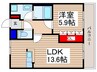 メープルコート 1LDKの間取り