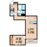 エキューム登戸 1LDKの間取り
