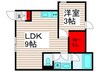 オプサス西新井 1LDKの間取り