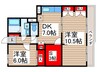 プラディスコート 2DK+Sの間取り