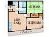 リバ－サイドハイツＢＡＭ 2LDKの間取り