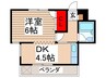 ハイツ吉岡 1DKの間取り