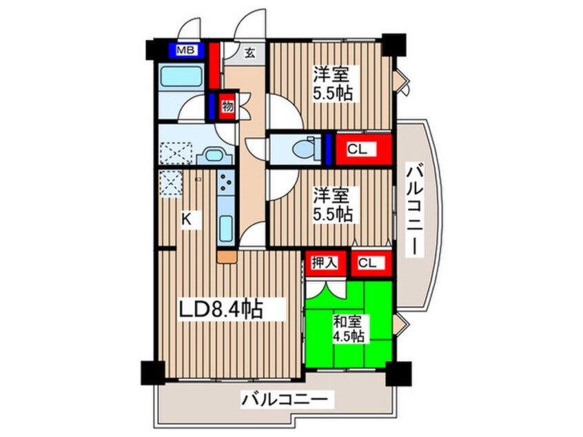 間取図 コリーヌ　アンソレイエ