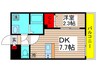 アルファコート五反野 1DKの間取り