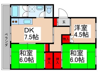 間取図 ﾌﾗﾜﾘ-霞ヶ関ﾏﾝｼｮﾝ１号棟(402)