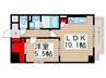 メゾンドソレイユ・シノハラ 1LDKの間取り