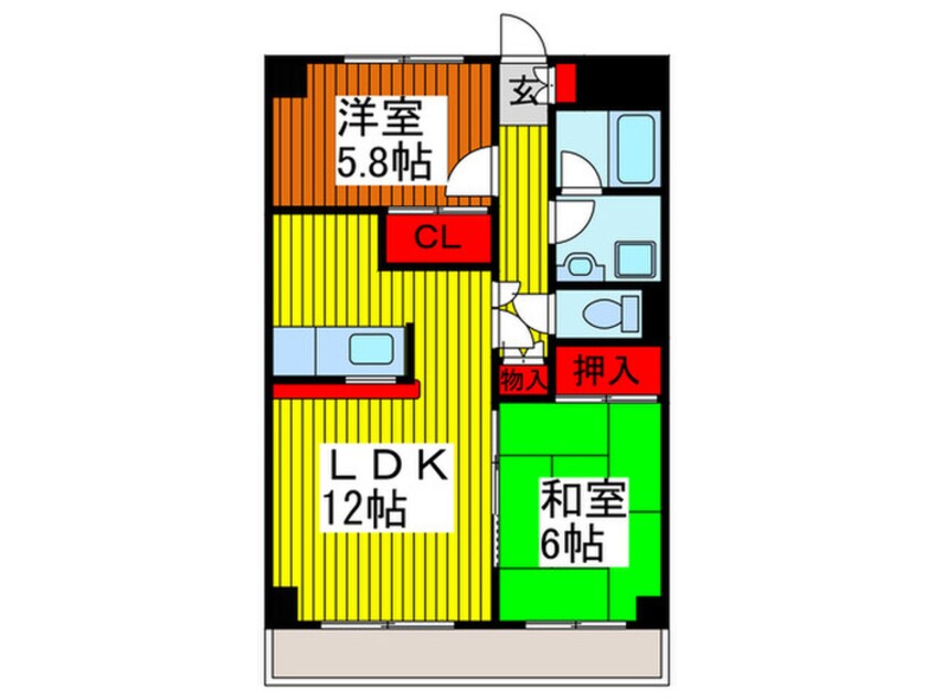 間取図 ﾌｸﾛｸ.ﾊｲ.ﾏﾝｼｮﾝ3号館