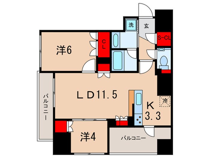 間取り図 ｻﾞ･ﾊﾟｰｸﾊｳｽ築地入船(704)