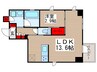 プライマル上野EAST 1LDKの間取り