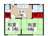 アサコハイツ 2DKの間取り