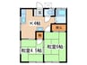 皆木荘 2Kの間取り